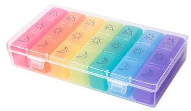 7 Day Pill Box Organiser 3 Times Daily Medicine Storage Box, Travel Friendly Pill Box, for Fish Oils, Vitamin, Supplements