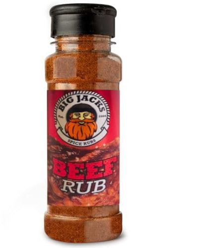 Big Jacks Beef BBQ Rub - Premium BBQ Seasoning for Steaks, Burgers & Brisket - Gourmet Meat Rub with unique blend of Herbs & Spices - Ideal for Grilling and BBQ gifts - 200ml