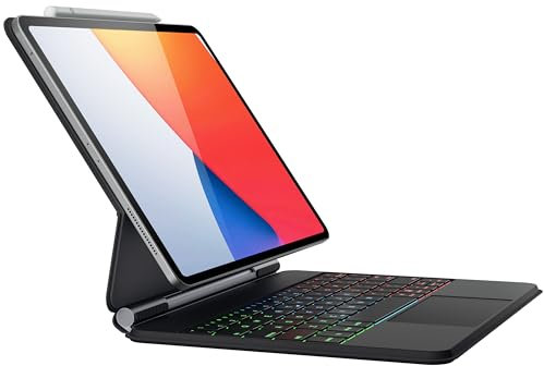 doqo Tastaturhülle für iPad Air 11(M2) 2024,Air 5,4 und iPad Pro 11(4,3,2,1.Gen),Magic Keyboard Hülle mit Trackpad für iPad Pro 11,iPad Air 11,4,5th Gen Slim Wireless Backlit Schwarz
