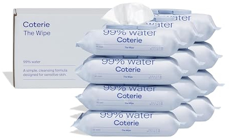 Coterie Wet Wipes For Sensitive Skin, Plant Fibers & Plastic Free, 99% Water, Hypoallergenic, Ph Balanced, Unscented, Clean & Soft Baby Essentials, Pack of 12,