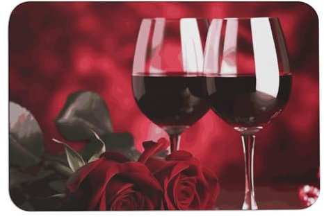 Badematte, saugfähig, Kieselgur, rutschfest, schnell trocknend, Badematte für Dusche, Badewanne, Küche, Badezimmer, Teppiche, 60 x 40 cm, Rosen und Gläser aus Rotweinstein, Badematte