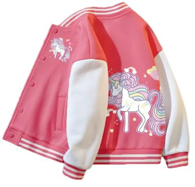 ACMEDE 3-10 Jahre Collegejacke für Mädchen Jacke Mantel Baseball Uniform Langarm Sportjacke Tops Gr. 98/104/116/122/134/146/152 Beiläufig Stilvoll Frühling Herbst Sweatjacke Baseball Coats