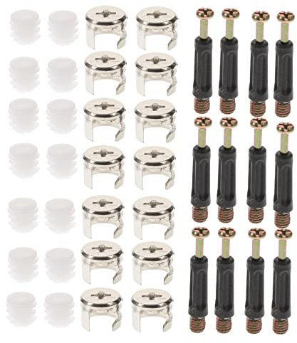 KICHOUSE 100 Sätze Nocken-Verriegelung Cam-Lock-Beschläge Nockenschloss Nockenschlösser ersatzteile für gartenmöbel schrank verbinder vorgesteckte Muttern Möbelschlossbeschläge Nylon