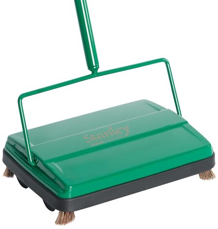 Stanley Home Products Electrostatic Carpet & Floor Sweeper - Heavy Duty Lightweight Floor Cleaner - Suitable for Smooth Floors and Low Pile Rugs & Carpeting No Electricity Needed (Forest Green)