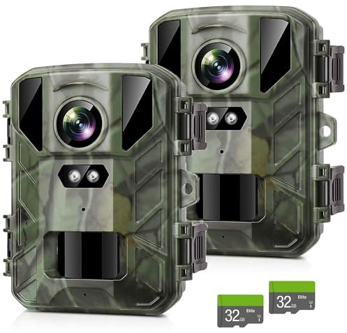 Findn Mini Wildlife Camera 24MP 1080P HD Trail Camera with 850nm Night Vision 0.2s Motion Activated Waterproof, Gardens Camera with 32GB SD Card for Outdoor Hunting Bird Watching Nature Scouting