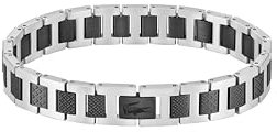Lacoste Pulsera de Eslabones para Hombre Colección METROPOLE en Acero Inoxidable y Acero Negro - 2040418