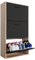 Casabel - Mueble zapatero de 18 pares - Estantería de gran capacidad para vestíbulo o pasillo - (ancho) 60 x (profundidad) 24 x (alto) 113 cm - Puertas negras con marco de madera clara