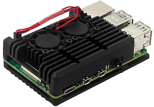 A-DIGISHUO For Raspberry Pi Metal 4th Generation Case Raspberry Pi 4th Generation B+ Aluminum Alloy Box 4b Radiation Case Accessories(4th Generation Dual Fan Black)