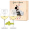 Maverton Cadeau Mariage Personnalisé - 2 Verres à Vin 490 ml avec Gravure pour Elle et Lui et Coffret en Bois - Cadeau Personnalisé pour Couples - Verre Couple Jeunes Mariés