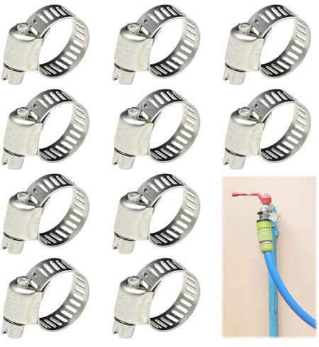 8mm Gas Hose Clips for Connections Gas Pipe, 10 Pcs 304 Stainless Steel Hose Clips Adjustable, Pipe Clips for Automotive, Industrial, Marine and Electronic Applications
