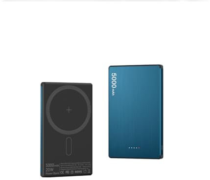 Drahtloses tragbares Ladegerät, 5000 mAh schlankes magnetisches Powerbank-Ladegerät, PD 20 Schnellladen,Magnetische Akku,Magnetische Powerbank Klein， für Smartphones 17/16 Pro Max/15/14/13/12, (Blau)