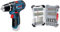 Bosch Professional 12V System GSR 12V-15 Cordless Drill/Driver (excluding Batteries and Charger) + 43x Extra Hard Screwdriver Bit Set (197 x 110.5 mm, Accessories)