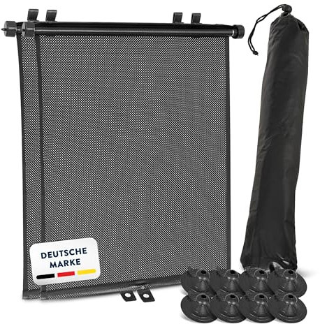 PAWNY Sonnenrollo Auto, Rollfunktion mit Flexibler Größeneinstellung und UV-Schutz (2er-Set), Sonnenschutz Auto Baby bis zu 40 x 60cm, Zubehör für Babys & Kinder (Schwarz) (Schwarz)
