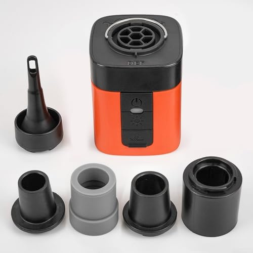 HpLive Mini pompa ad aria elettrica portatile con luce a LED, pompa a vuoto gonfiaggio rapido, batteria da 2600 mAh per esterni (arancione nero)