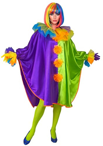 W WIDMANN MILANO Party Fashion - Clown Poncho für Erwachsene | Farbenfrohes Design für Karneval, Halloween, Mottoparty und lustige Verkleidungen