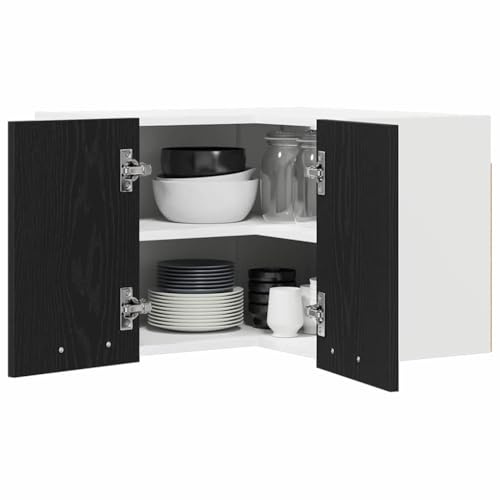vidaXL Hängeschrank Schwarze Eiche und Weiß 57 x 57 x 40 cm, Moderne Küchenschränke, rechteckig, viel Stauraum, langlebige Materialien, Coole Lösungen für Deine Wohnung