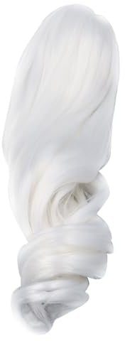 Puppenperücke, lang, lockig, weiche Seide, angenehme Haptik, 1/3 Kugelgelenk-Puppenhaar, stylbare Seide, 1/3 BJD-Perücke – Knoten – Lange Locken, für 22–23 cm große Puppen, (Mondweiß)