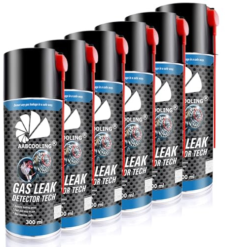 6x AABCOOLING Gas Leak Detector TECH 300ml Home Gas Leak Detection Spray - Leak Finder for Gas, Non-Corrosive, Simple Safety Check for Propane Bottles, Outdoor Gas BBQ, Patio Heaters & Camping Stoves
