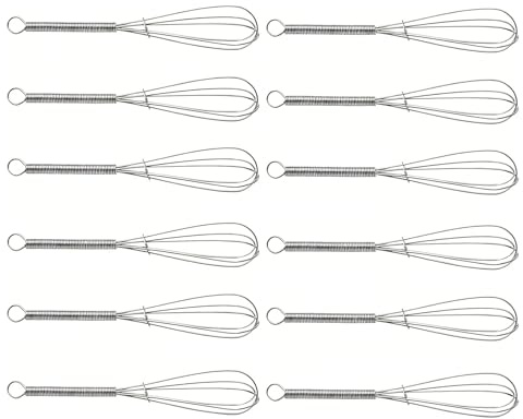12 Pack 5 Inch Stainless Steel Mini Wire Whisks for Egg Sauces & Cooking | Rust-resistant stainless steel, smooth wire design, easy clean, fits eggs, sauces, dressings & small batch cooking.