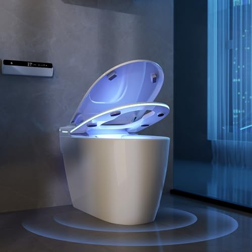 Homary Japanische Toilette, Dusch-WC mit eingebautem Wassertank, Vollautomatische Deckel, Bidet-Funktion, Beheizbarer Sitz, Warmlufttrockner, Nachtlicht, Waagerechter Abgang, WYQ14L1955