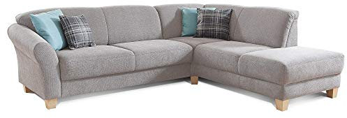CAVADORE Ecksofa Gootlaand mit Ottomane rechts / Große Couch im Landhausstil / Mit Federkern / 257 x 84 x 212 / Braun