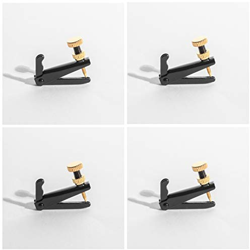 MI&VI Violin Fine Tuners - Stainless Steel Adjusters, Black/Gold, 4 Pcs (3/4-4/4 Size)