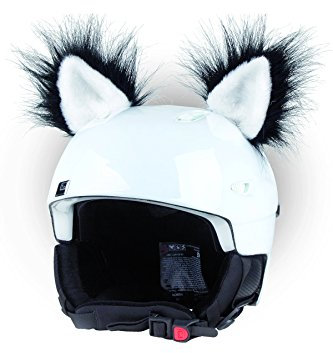 Crazy Ears Helm-Accessoires Ohren Katze Tiger Lux Frosch, Ski-Ohren geeignet für Skihelm, Motorradhelm, Fahrradhelm und vieles mehr, CrazyEars:Schwarz Weiße Katze