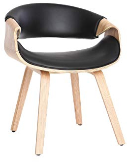 Miliboo Skandinavischer Armstuhl, schwarz und helles Holz Aramis