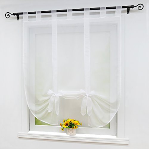 Joyswahl Raffrollo Voile Bindegardine mit Schlaufen »Adele« Unifarbige Gardinen BxH 140x140 Weiß 1er Pack