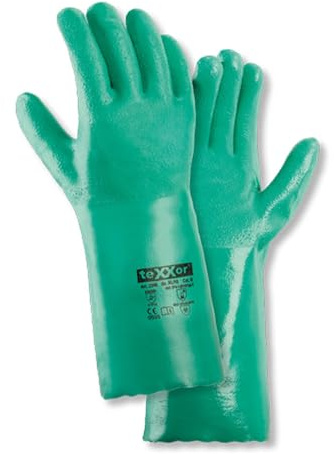 texxor 12 Stück Nitril-Handschuhe 2366, geraute Oberfläche, Packung, grün, 11/XXL