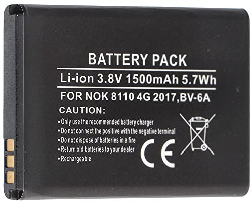 Akku kompatibel mit Nokia 8110 4G 2017, BV-6A Li-Ion 3,8 Volt 53,2 x 38,0 x 5,9mm