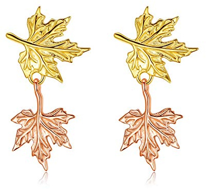 VIKI LYNN Damen Ohrringe 925 Sterling Silber Ohrstecker Schmuck 2 Schichten Maple Leaf Ohrringe Lange Baumeln Tropfen Silber Ohrringe Für Frauen Geschenk