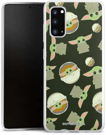 Slim Case kompatibel mit Samsung Galaxy S20 Silikon Handyhülle transparent Hülle extra dünn Star Wars Muster Baby Yoda Offizielles Lizenzprodukt
