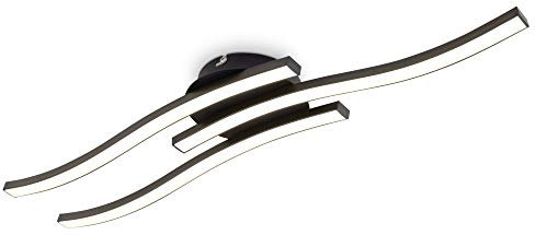 B.K.Licht - LED Deckenlampe mit warmweißer Lichtfarbe, 15 Watt, 1800 Lumen, Deckenleuchte, LED Lampe, Wohnzimmerlampe, Schlafzimmerlampe, Küchenlampe, Deckenstrahler, 55x12x8 cm, Schwarz