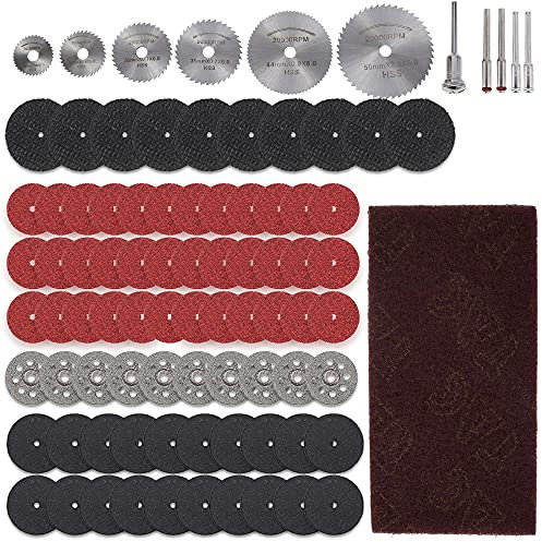 88pcs Mini Disque Diamant à Tronçonner,HSS Disques de Coupe,Mini Lame de Scie Circulaire pour Kit d'Outils de Combinaison Résine/Verre/Métal/Bois/Tuile avec Mandrins pour Outil Rotatif