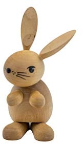 Kuhnert Drechslerei Osterdekoration/Osterhase „Horst“ stehend, Blick nach rechts gerichtet, aus hellem Holz, für EIN Bezauberndes Osterfest oder eine dauerhafte Dekoration, Holzkunst Made in Germany