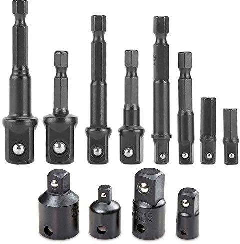 Mesee Impact Socket Adapter Set, 12-in-1 Air Impact Ratchet Wrenches Conversion Tool - 1/4'' 3/8'' 1/2'' Impact Socket Adapter Extension Bar Set & Drive Socket Adapter Converter Reducer Set