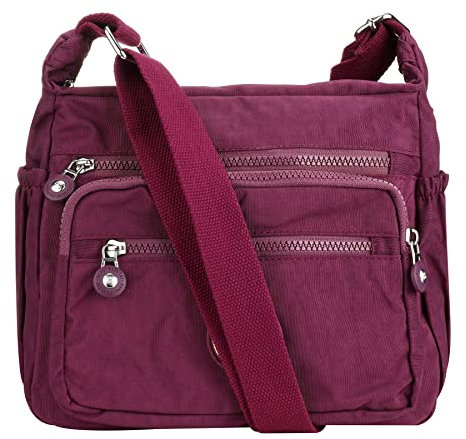 Damen-Umhängetasche, mit mehreren Taschen, wasserdicht, Schultertasche, Mädchen, Damen, Crossbody-Seite, violett, Einheitsgröße