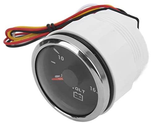 52mm Marine Spannungsmesser 8-16V IP67 Wasserdicht 7 Farben Beleuchtung für Boote, Wohnmobile, Autos (Schwarz)