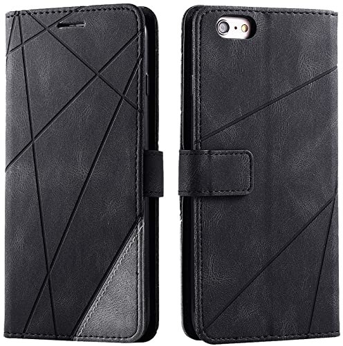 Vankii Coque pour iPhone 6S / iPhone 6 (4,7 Pouces), Rabat Portefeuille de Protection Cuir PU Etui, Silicone TPU Bumper Magnétique Housse, Flip Porte Cartes avec Fonction Support Cover Case (Le Noir)
