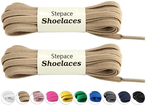 Stepace Cordones Elásticos [2 Pares] 6 mm (Anchura) Cordones Reemplazo para Zapatillas y Todo Tipo de Zapatos Caqui 100