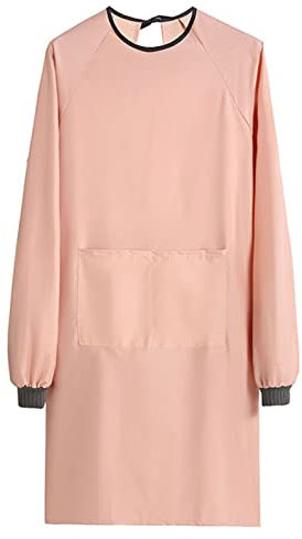 FYYSJW Grembiule con Bavaglino Impermeabile, Grembiule Manica Lunga Regolabile con Tasca, Grembiule per Cucina Casalinga da Ristorante per Adulti Grembiule Impermeabile in PVC,Rosa,41 Wx33L