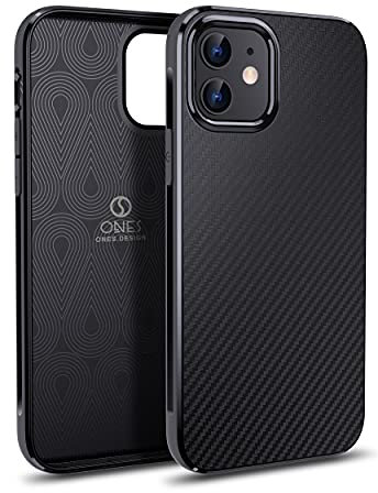 ONES Ultra Dünn Hülle für iPhone 12 mini · Kohlefaser-Textur [Fingerabdruck Verhinderung] [Kamera- und Bildschirmschutz] [Stoßdämpfung] [rutschfest] · Leicht Handyhülle Schwarze