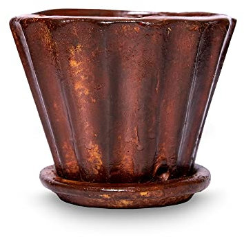 Maceta de barro con plato Copa terracota, maceta para flores, redonda, decoración de jardín