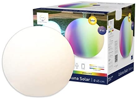 tint smarte Outdoor LED Kugel Calluna Solar, Solarleuchtkugel Ø 45 cm, weißes und farbiges Licht RGB, Zigbee, funktioniert mit Alexa…