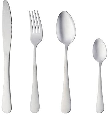 Buyer Star Besteckset 16 Stück 4 Sets Silber Besteck Set Edelstahl Besteck Geschirr Messer und Gabeln Löffel Teelöffel