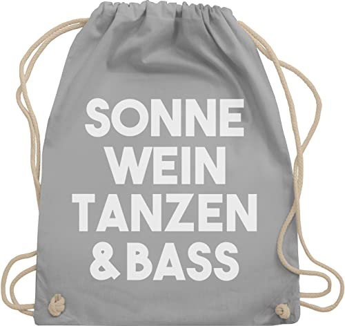Shirtracer Turnbeutel Rucksack - Party Alkohol Damen - Sonne Wein Tanzen & Bass - Lettering - weiß - Unisize - Hellgrau - festival beutel trinken gym bags konzert tasche trinksprüche sportbeutel
