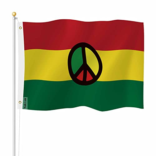 Yekiua Peace Symbol Flagge 3x5 Outdoor Retro Vintage Rasta Flagge doppelseitige Flaggen für jedes Wetter langlebig mit 2 Messingösen