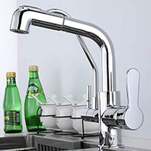 CAPXXIN Grifos de Cocina de 3 vías Agua filtrada Latón extraíble Grifo Caliente y frío Multifunción 3 en 1 Purificación Directa de Agua Potable Fregadero de Cocina Giratorio Grifo Cepillado Needed