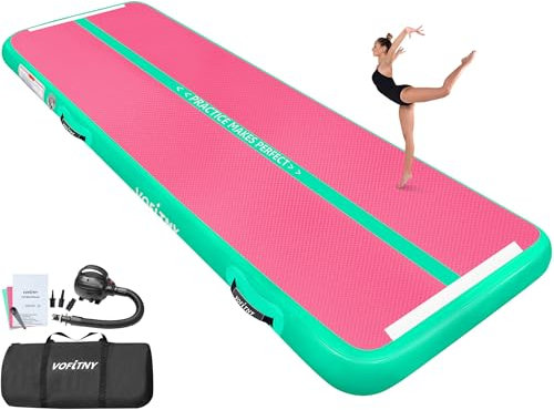 VOFiTNY Tumbling Air Track Matten Allzweck Gymnastik Track Matte 600cm Robuste Tumble Track für Zuhause/Fitnessstudio/Verein/Wasser/Yoga/Pilates/Handstand/Überschläge mit Elektrischer Luftpumpe